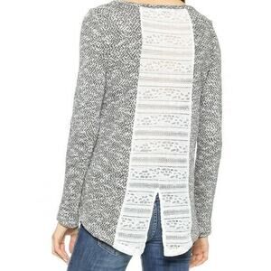 JACK BB Dakota Verity Sweater Lace Panel Back Marled Stitch Women's Oversize XS